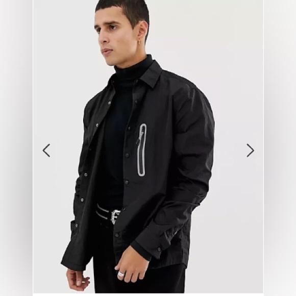 ASOS DESIGN overshirt in lightweight nylon with metallic detail - Small - Picture 2 of 3